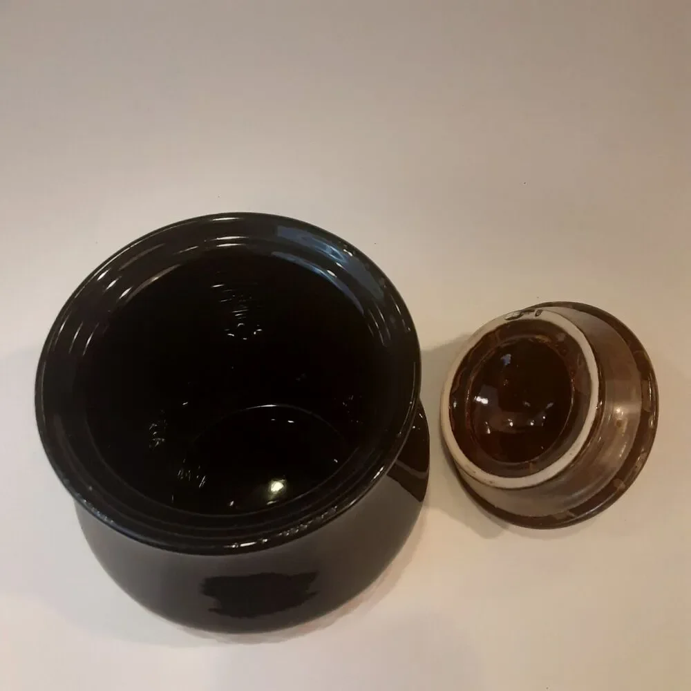 Stoneware Canister w/ Seal Tight Lid Masculine Earth Tones 6.5